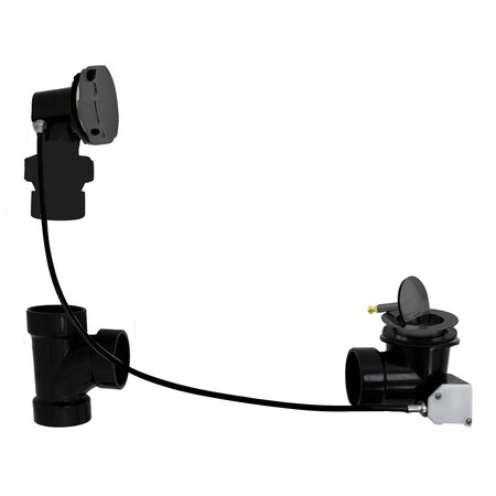 Westbrass Sch. 40 ABS 35" Cable Drive Bath Waste, Ball Joint Head in Powdercoated Flat Black D50A35BJ-62